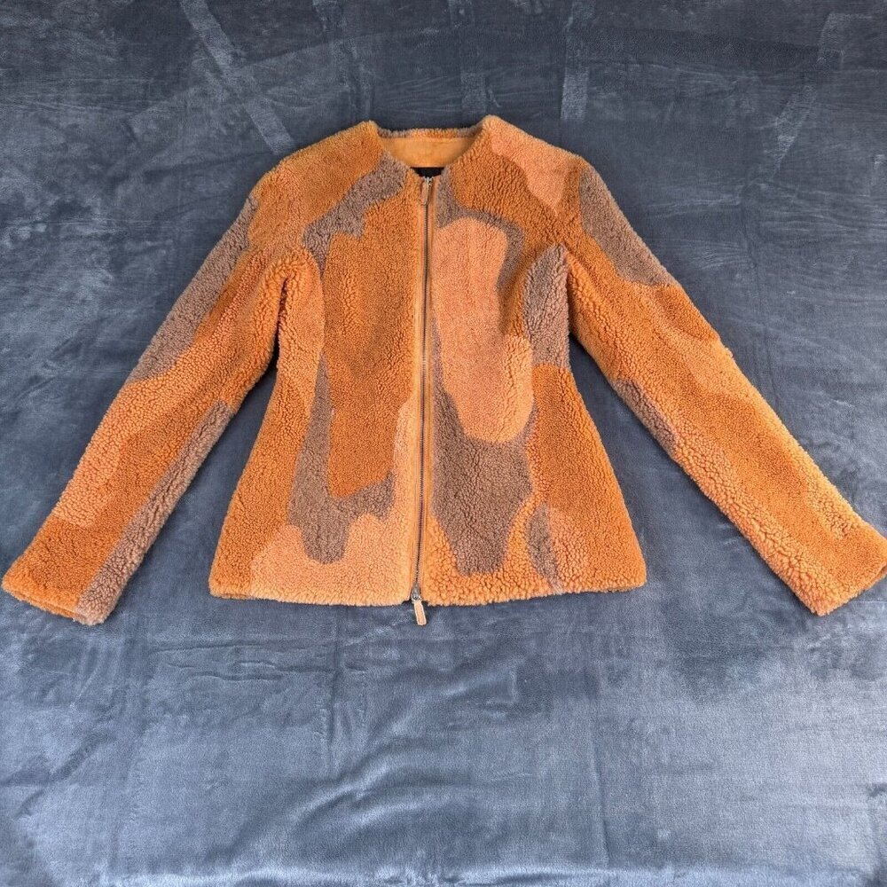 UGG X Eckhaus Latta Women's Jacket Orange Multi Sheepskin Size Small 70's Vibe - Picture 1 of 12